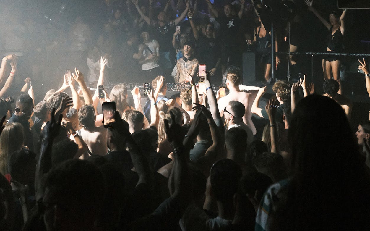 Crowd enjoying a DJ performance at Eden nightclub on a Tuesday event.