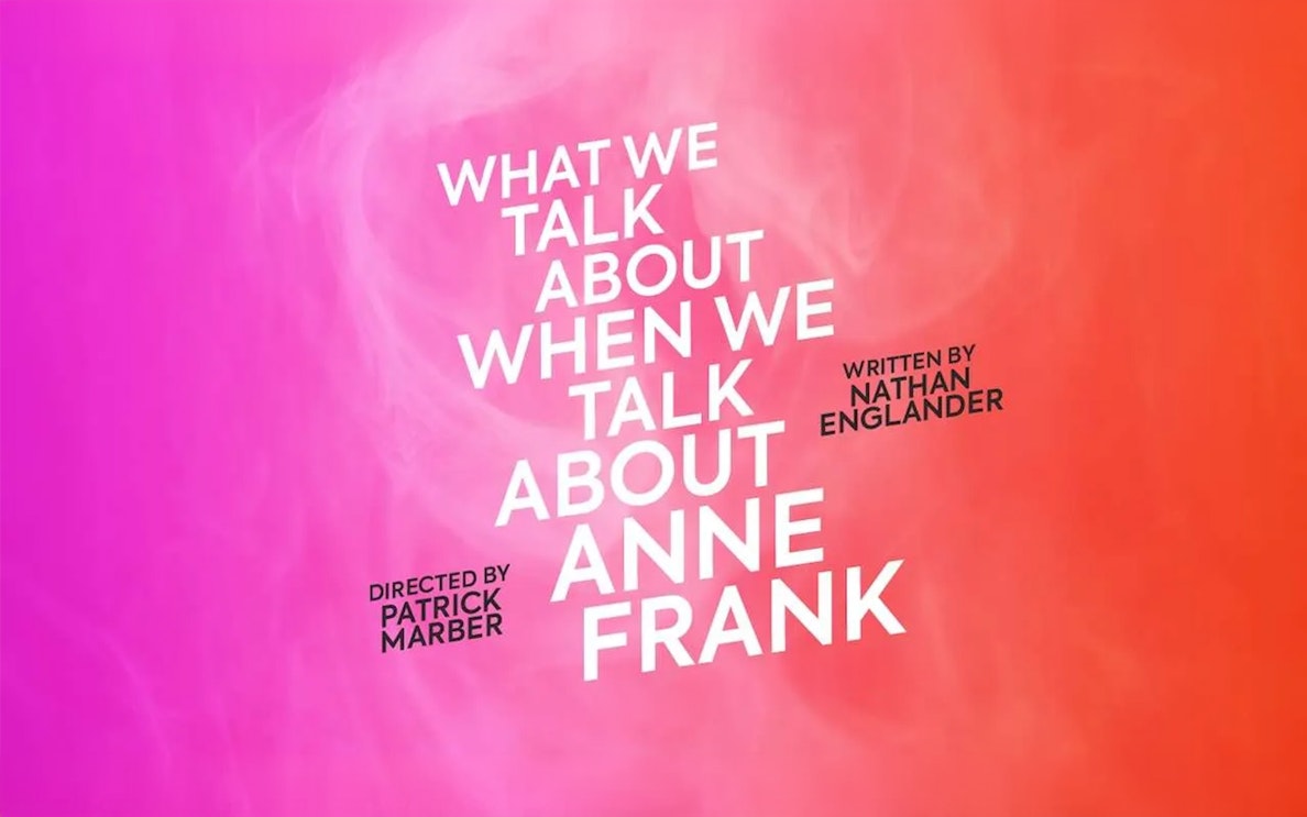 What We Talk About When We Talk About Anne Frank" text on pink-orange background.
