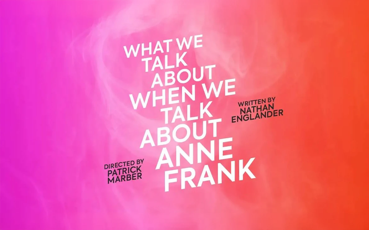 What We Talk About When We Talk About Anne Frank" text on pink-orange background.