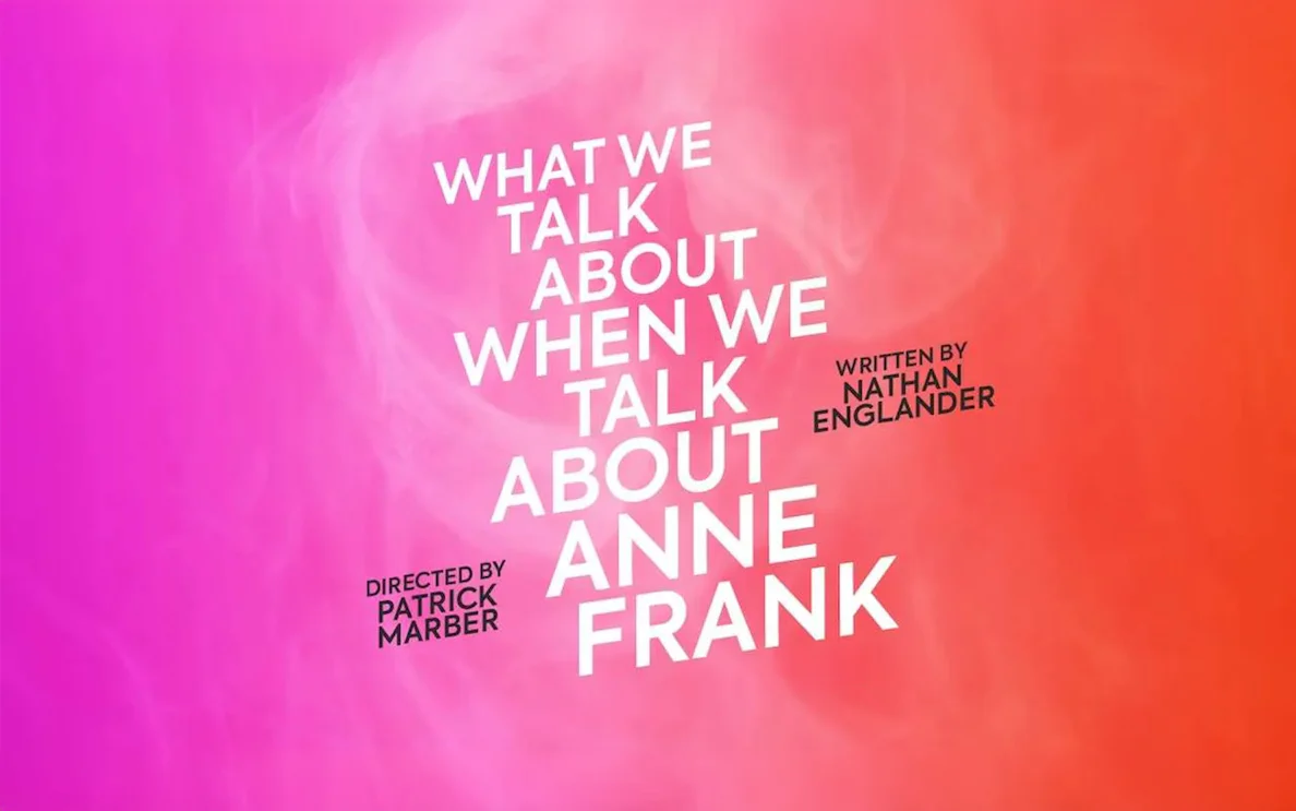 What We Talk About When We Talk About Anne Frank" text on pink-orange background.