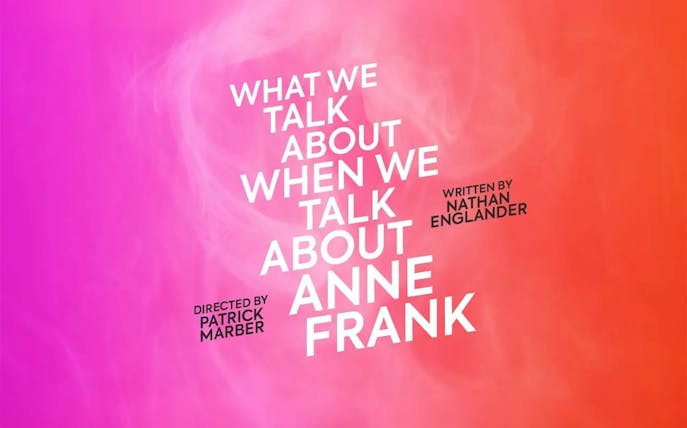What We Talk About When We Talk About Anne Frank" text on pink-orange background.