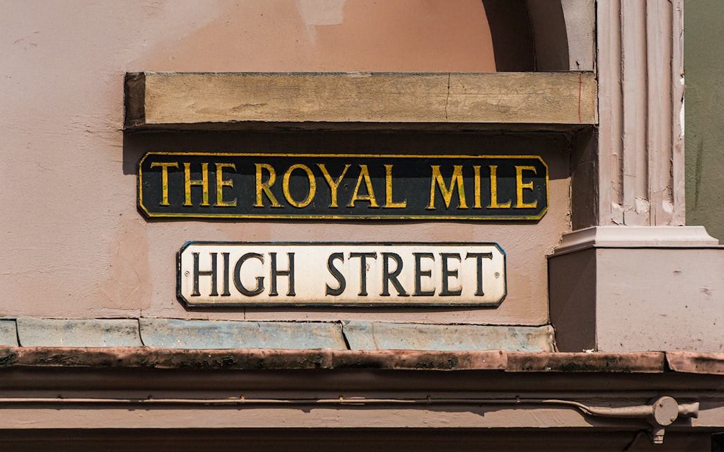 Royal Mile street sign in Edinburgh, Scotland.