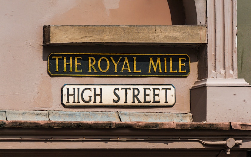 Royal Mile street sign in Edinburgh, Scotland.