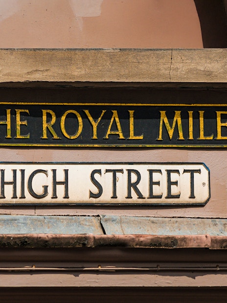 Royal Mile street sign in Edinburgh, Scotland.