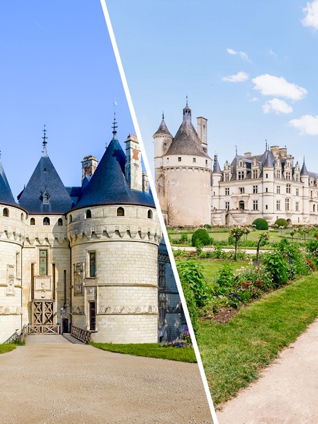 Chaumont-sur-Loire and another Loire Valley castle with gardens and visitors.