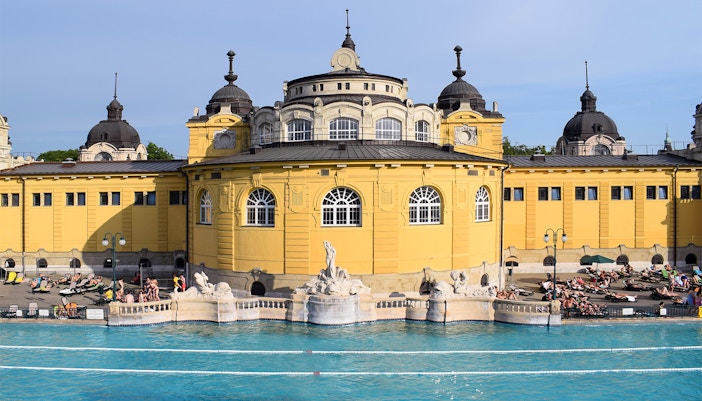 outdoor thermal pool at szechenyi bath budapest