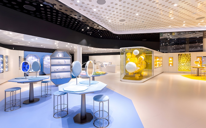 Interactive exhibits at Swarovski Crystal Worlds, showcasing modern design and vibrant displays.