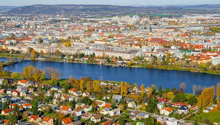 Vista aérea panorâmica da cidade de Viena, Áustria