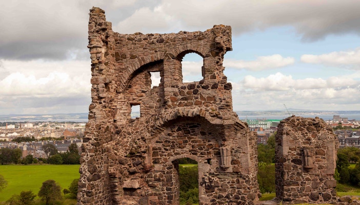 Holyrood Park with view of Arthur's Seat in Edinburgh, Scotland.