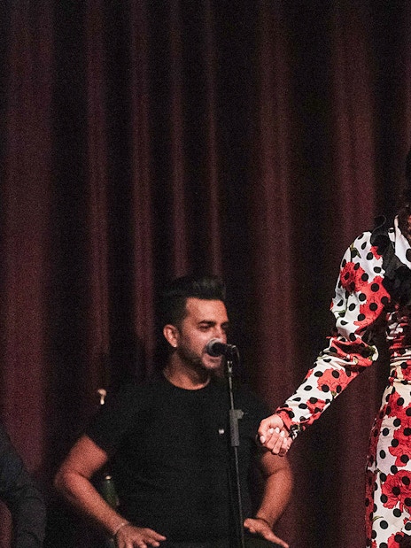 Flamenco dancers performing at Palau Dalmases, Barcelona.