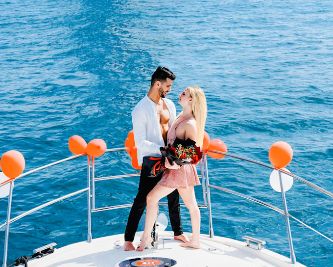 Proposal at Sea Package: Luxury Private Yacht Rental from Dubai Marina