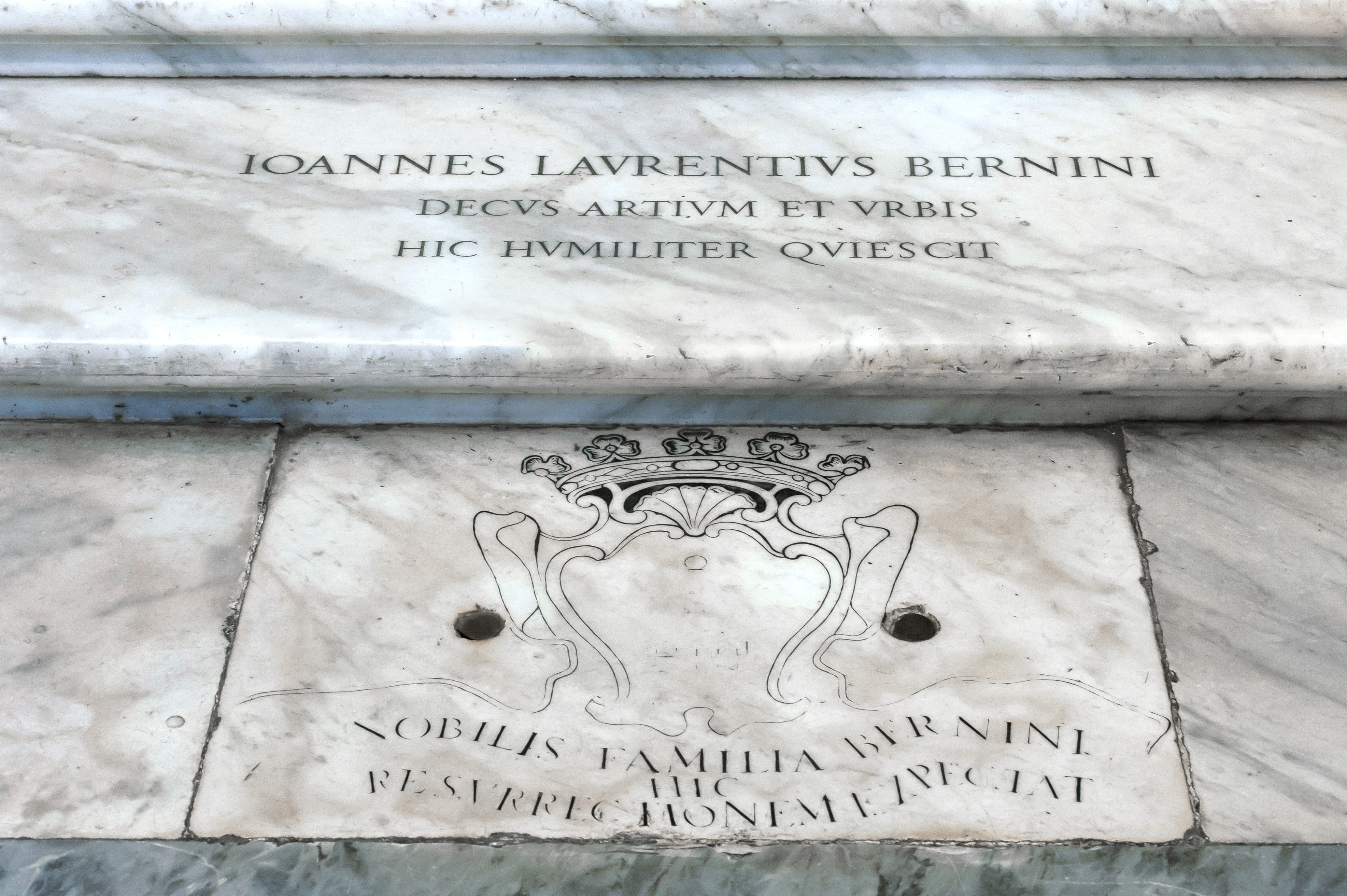 Tombstone of Gian Lorenzo Bernini at Basilica Papale di Santa Maria Maggiore, Rome.