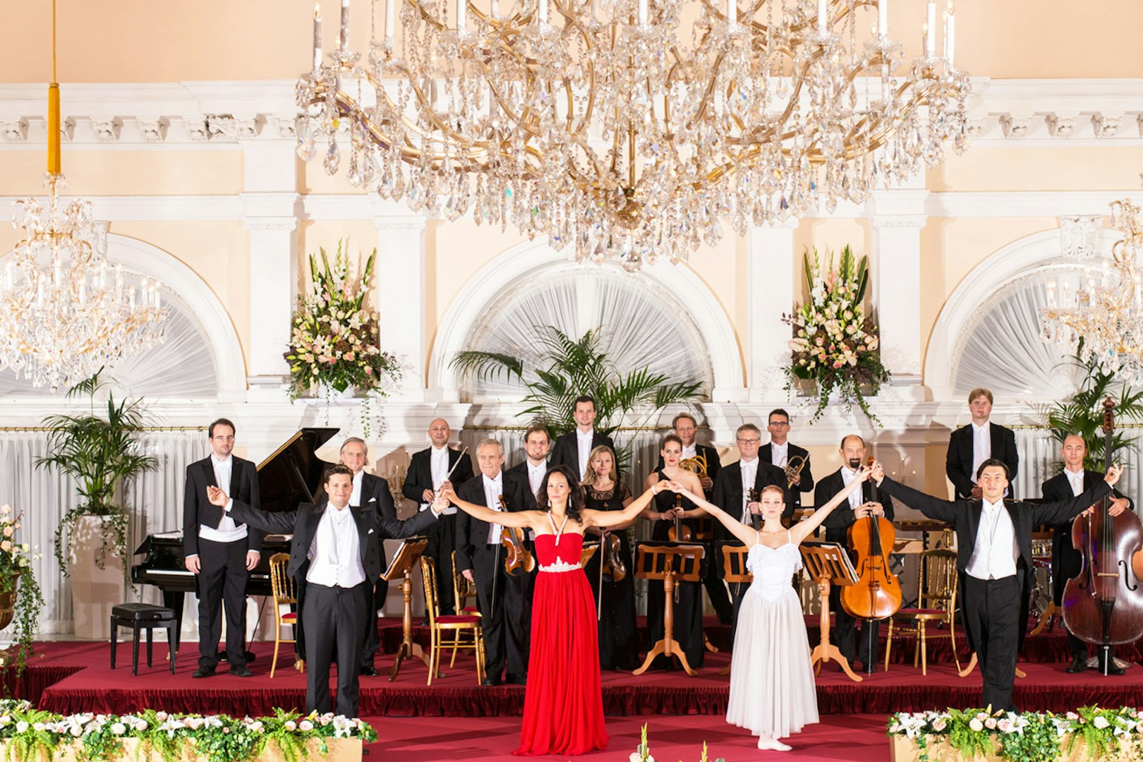 Orchestra and performers at Mozart and Strauss concert in Kursalon Vienna.