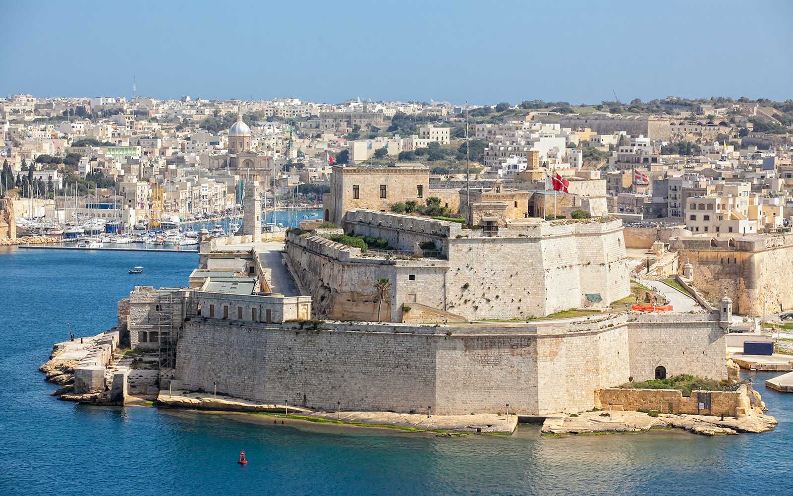 Fort St. Elmo in Valletta, Malta, with historic stone walls and coastal views.