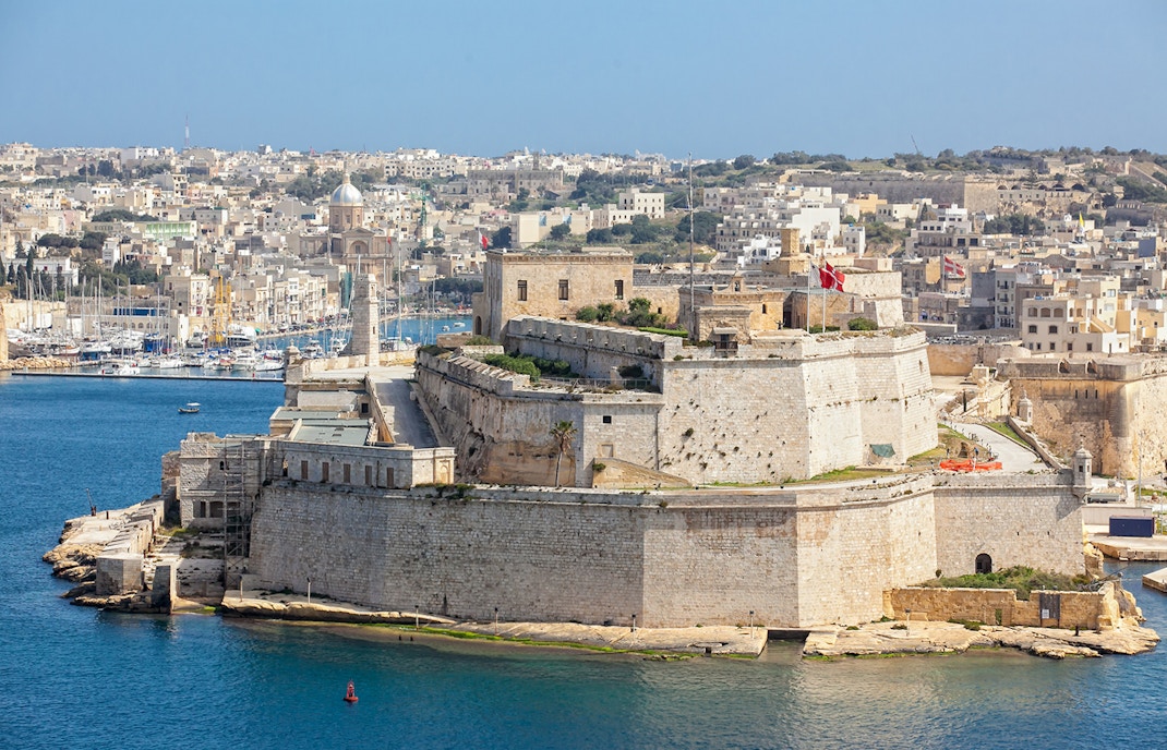 Fort St. Elmo in Valletta, Malta, with historic stone walls and coastal views.