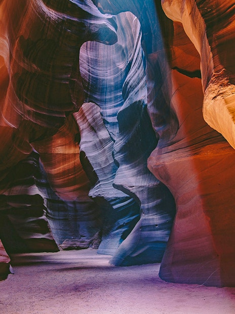 Upper Antelope Canyon's swirling sandstone formations in Arizona.