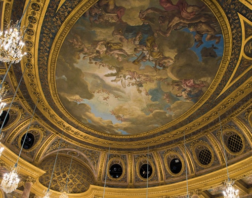 Royal Opera Versailles ceiling with intricate artistic masterpieces