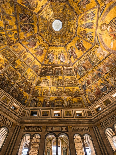 Brunelleschi Dome interior with detailed frescoes, Florence, Italy.
