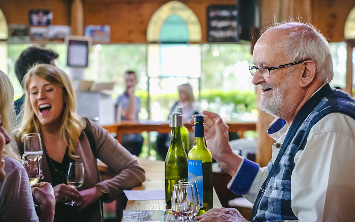 Guests enjoying a wine tasting session in Hunter Valley.