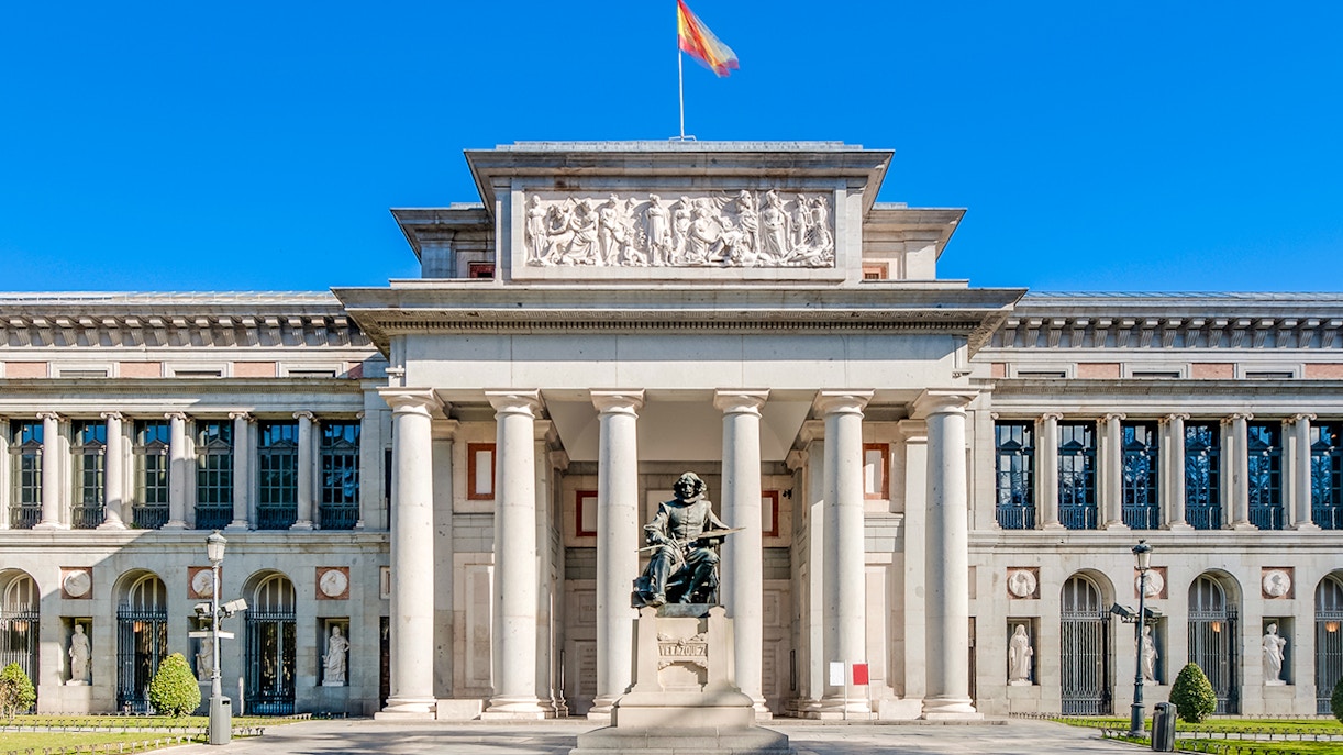 Statue of Velázquez in front of Prado Museum, Madrid, Spain.