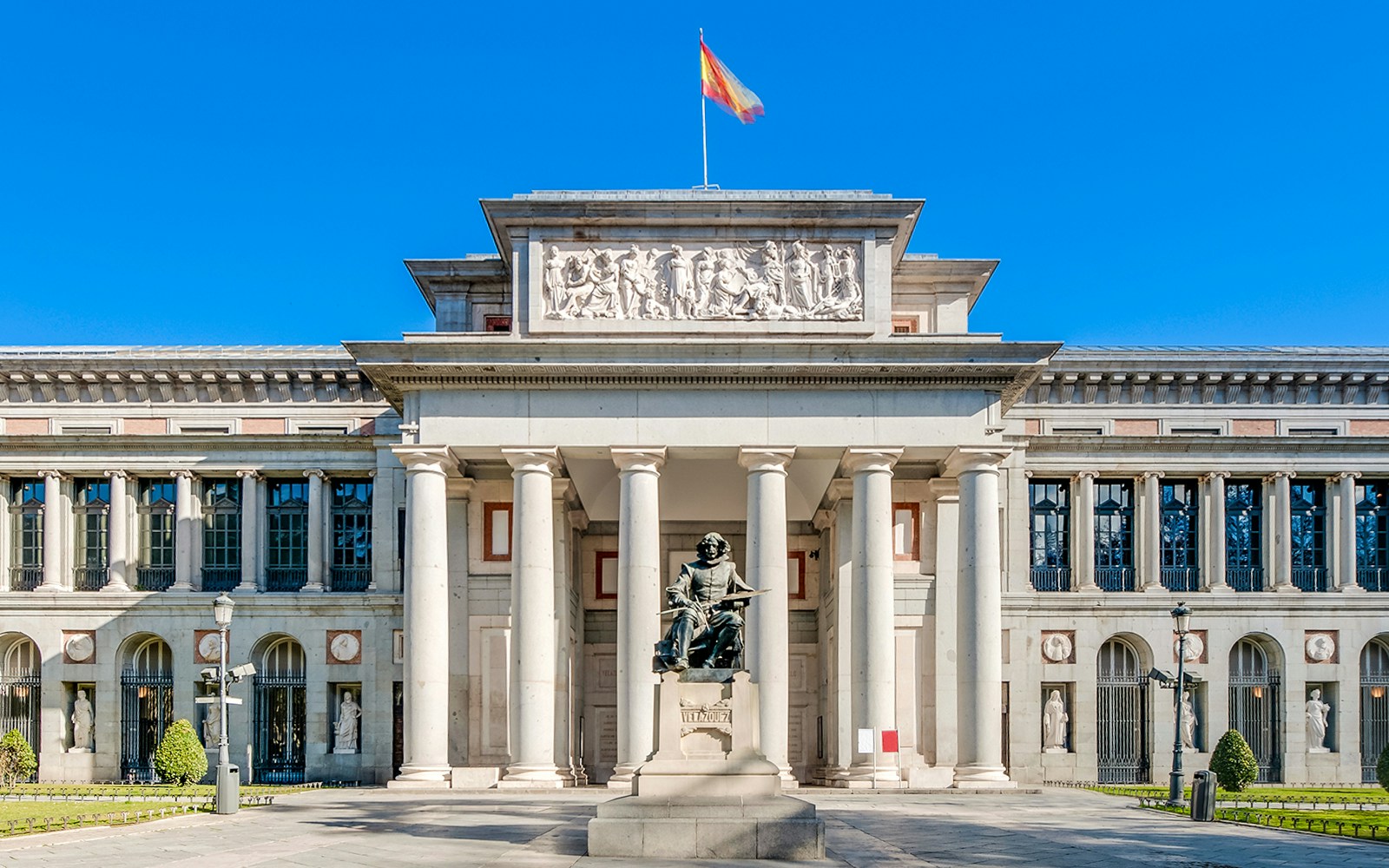 Statue of Velázquez in front of Prado Museum, Madrid, Spain.