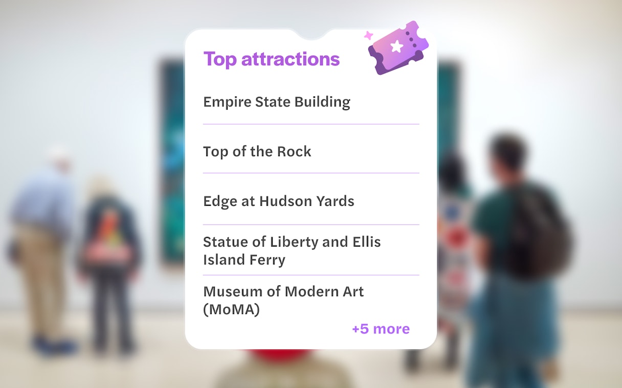 New York C3 by CityPASS attractions list including Empire State Building and MoMA.
