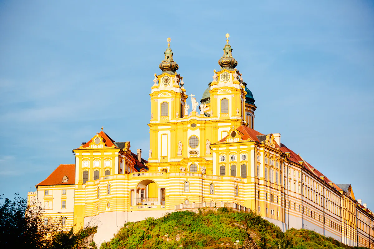 Melk Abbey in sunlight, part of Hallstatt Highlights Day Trip from Vienna.