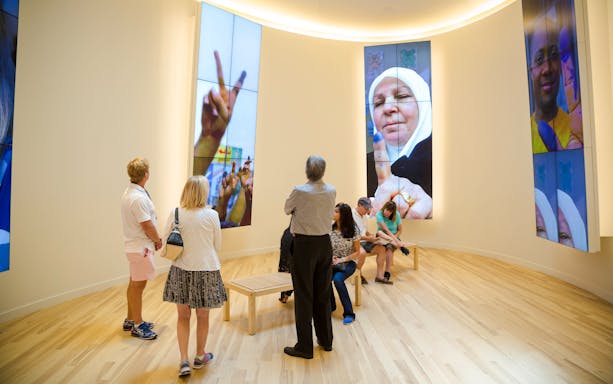Group exploring exhibits at National Center for Civil and Human Rights, Atlanta.