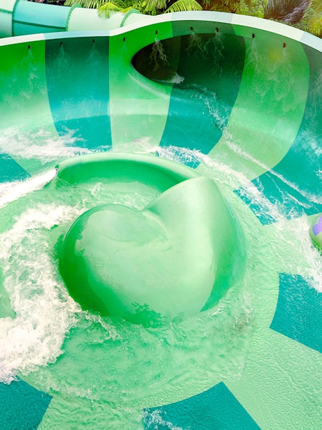 Visitors enjoying a water slide at Adventure Cove Waterpark™.