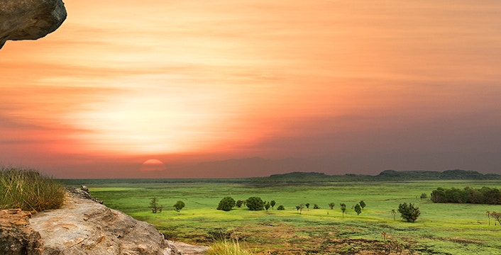 Sunset over the floodplains of Ubirr, Kakadu National Park, Northern Territory, Australia