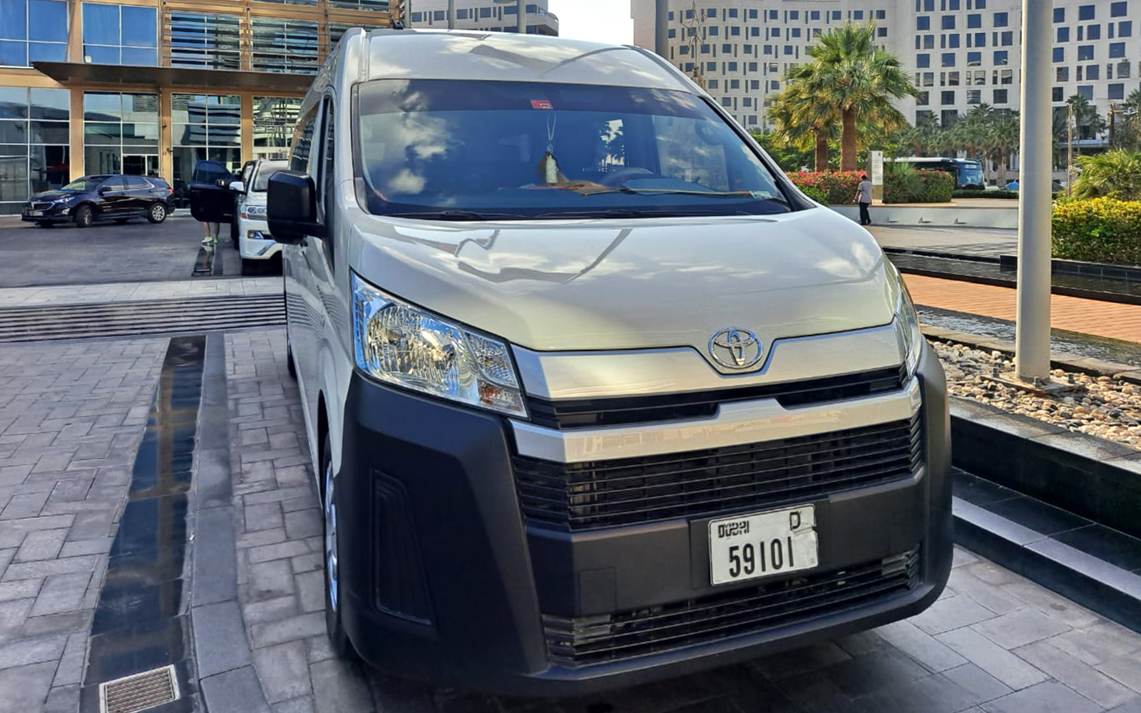 Hotel transfer van for Aquaventure Waterpark in Dubai.