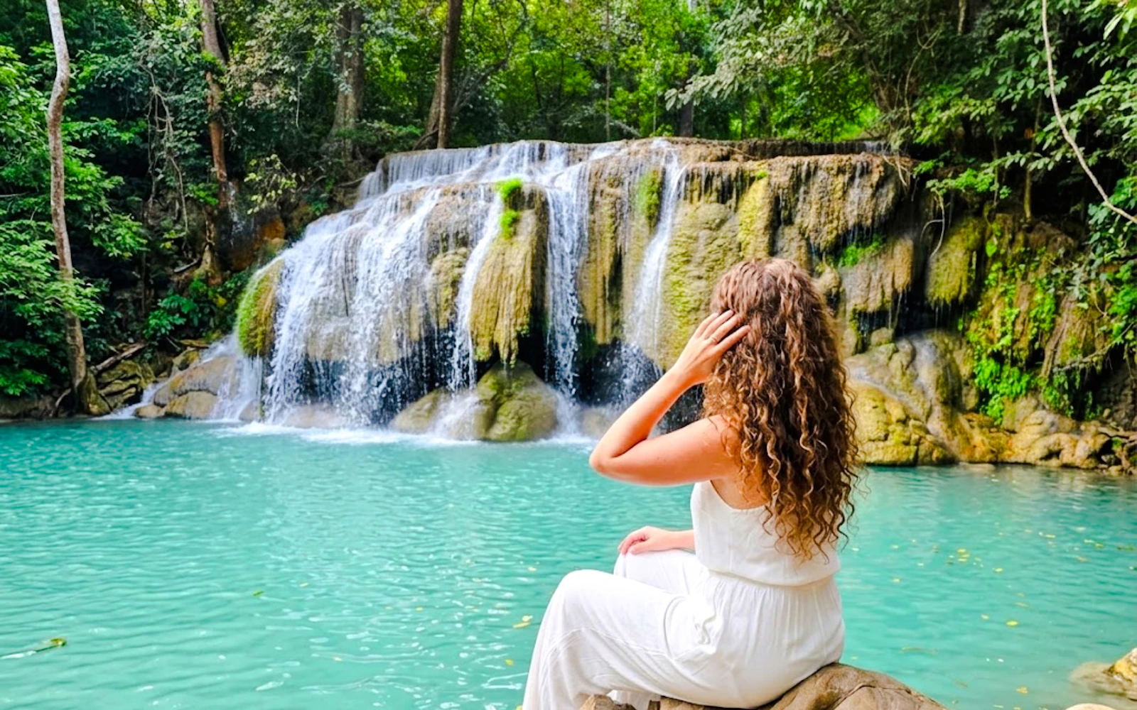 From Kanchanaburi: Erawan Waterfall and Bridge over the River Kwai Day Tour