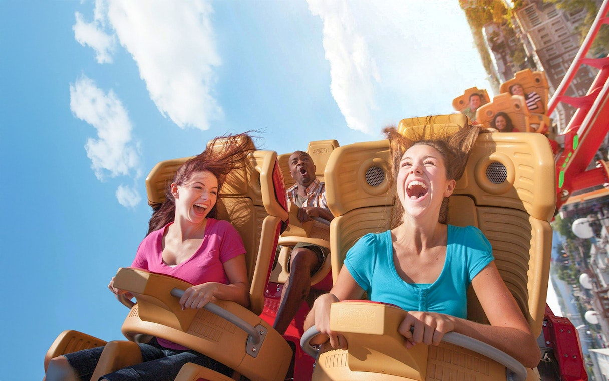 Guests enjoying a rollercoaster ride at Universal Studios Resort, Orlando, Florida.