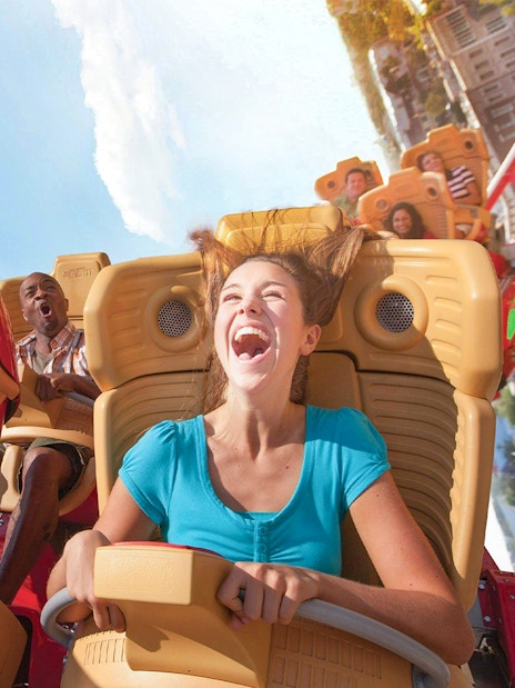 Guests enjoying a rollercoaster ride at Universal Studios Resort, Orlando, Florida.
