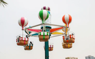 Colorful balloon ride at Al Montazah Parks, Island of Legends Amusement Park.