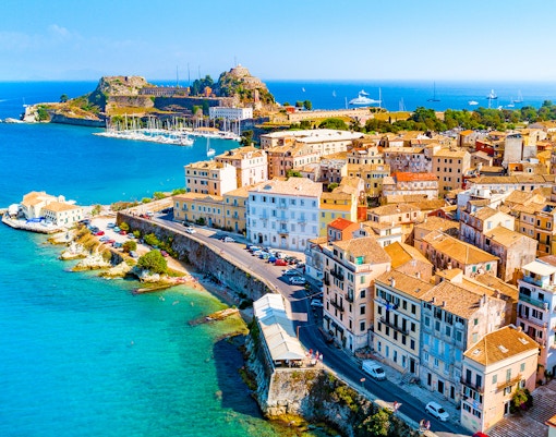 Panoramic view of Kerkyra, capital of Corfu island, Greece