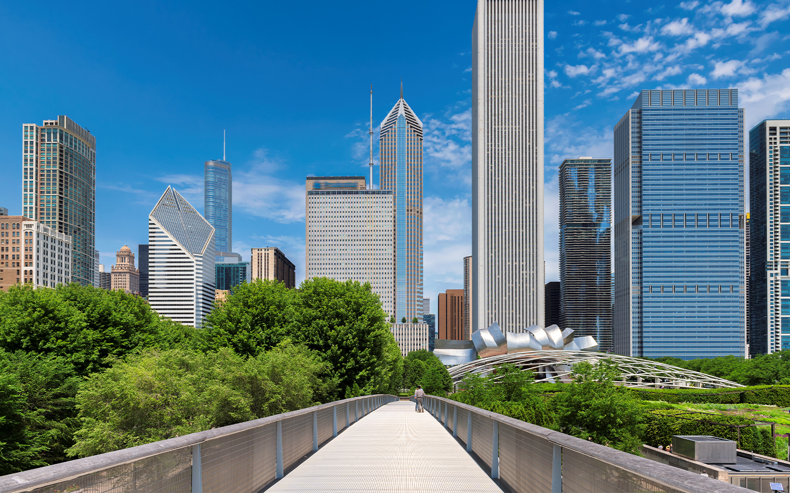 Downtown Chicago skyline viewed from Millennium Park, Chicago, Illinois.