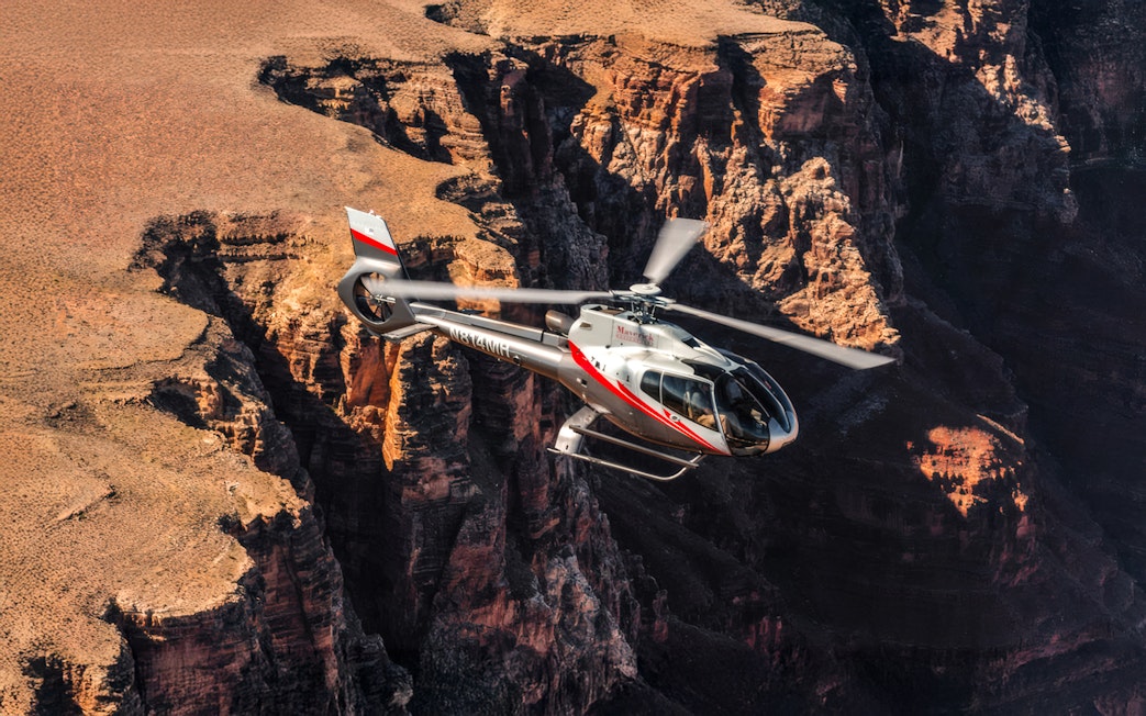 Helicopter flying over the Grand Canyon during a 45-minute tour.