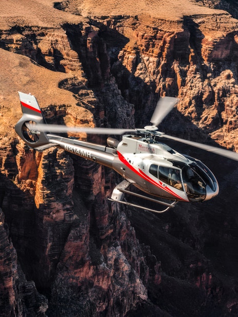 Helicopter flying over the Grand Canyon during a 45-minute tour.