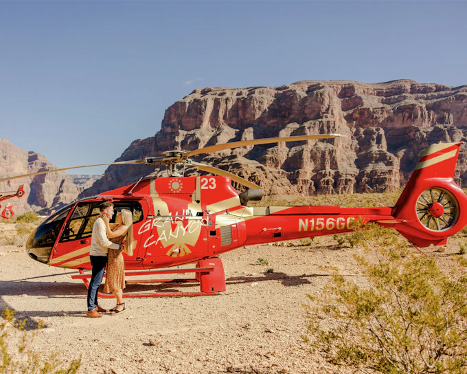 70- min Las Vegas to Grand Canyon West Airplane Tour with Helicopter Canyon Floor Landing & Pontoon Boat Ride