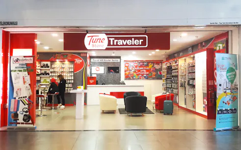 Tune Store at Kota Kinabalu Airport offering Malaysia 4G TuneTalk SIM cards.