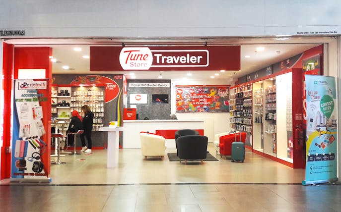 Tune Store at Kota Kinabalu Airport offering Malaysia 4G TuneTalk SIM cards.