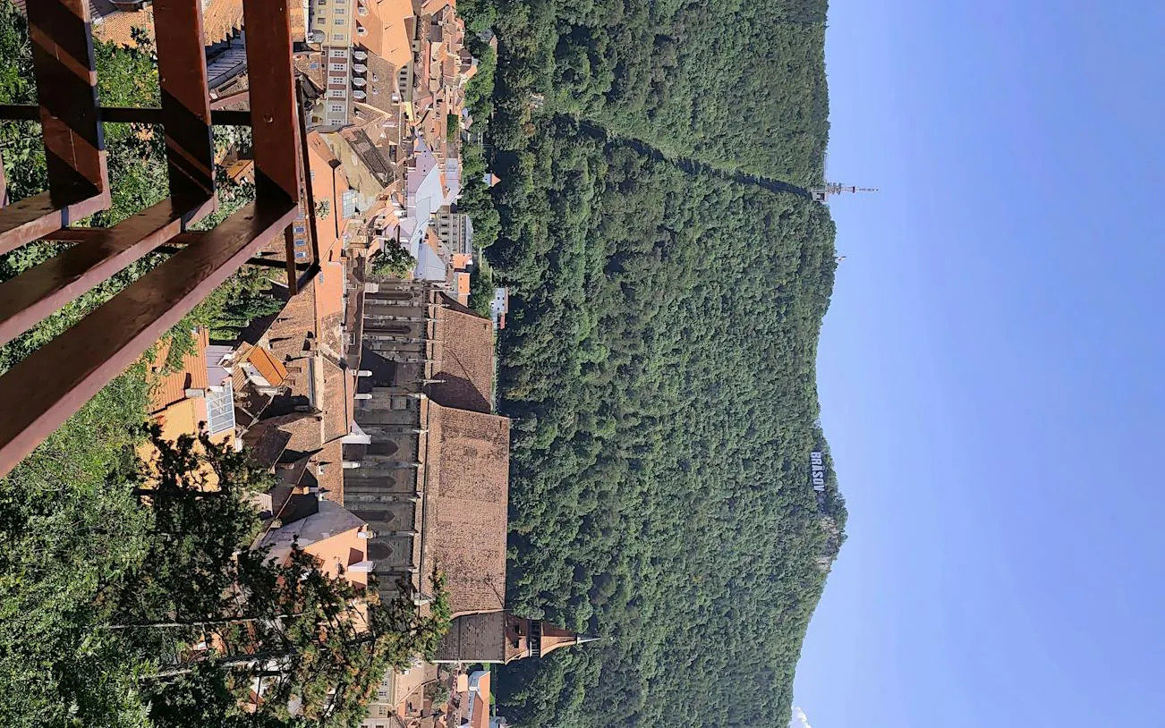 Brasov cityscape with Black Church and Tampa Mountain in view.
