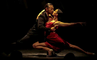Dancers performing at Homero Manzi Tango Show in Buenos Aires.