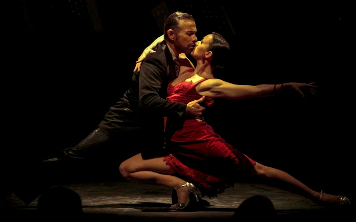 Dancers performing at Homero Manzi Tango Show in Buenos Aires.