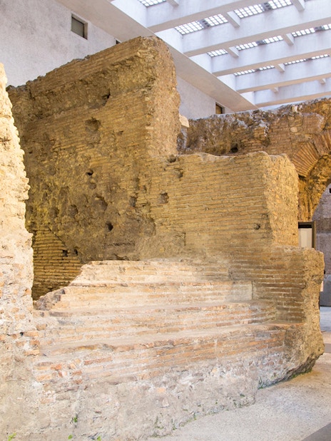 Ancient brick ruins inside Domitian Stadium, Rome.
