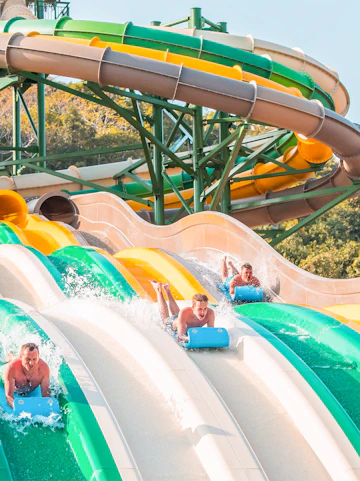 Visitors enjoying water slides at Sun World Phu Quoc.