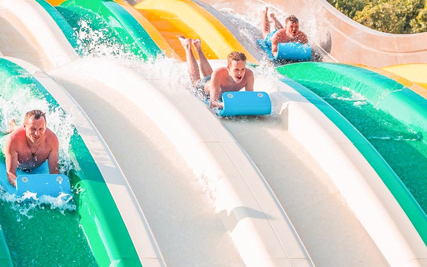 Visitors enjoying water slides at Sun World Phu Quoc.