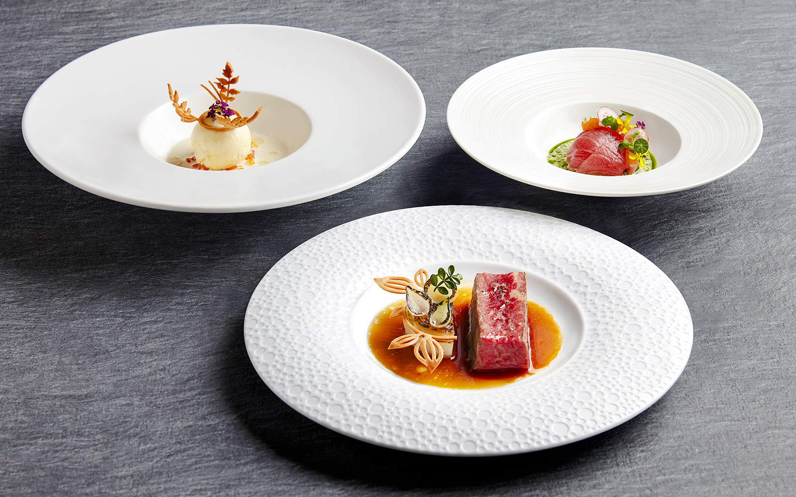 Singapore cable car sky dining dishes by Chef Mathew Leong.