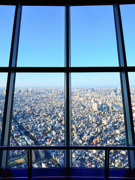 View of Tokyo skyline from Tokyo Skytree observation deck.